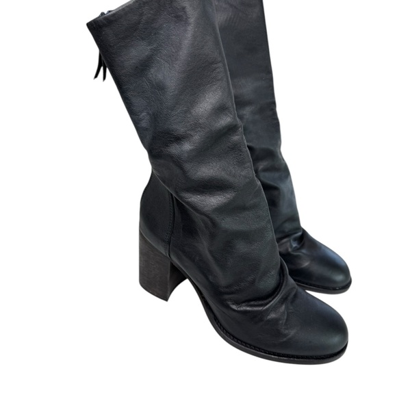 Free People Elle Block Heel Boots BlackSlouch Leather Boots Size